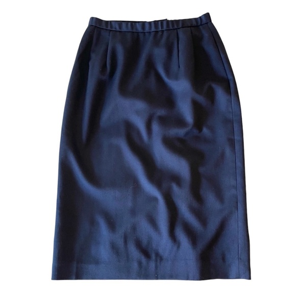 Pendleton Navy 100% Virgin Wool Lined Midi Skirt - Size 8 - Picture 1 of 11